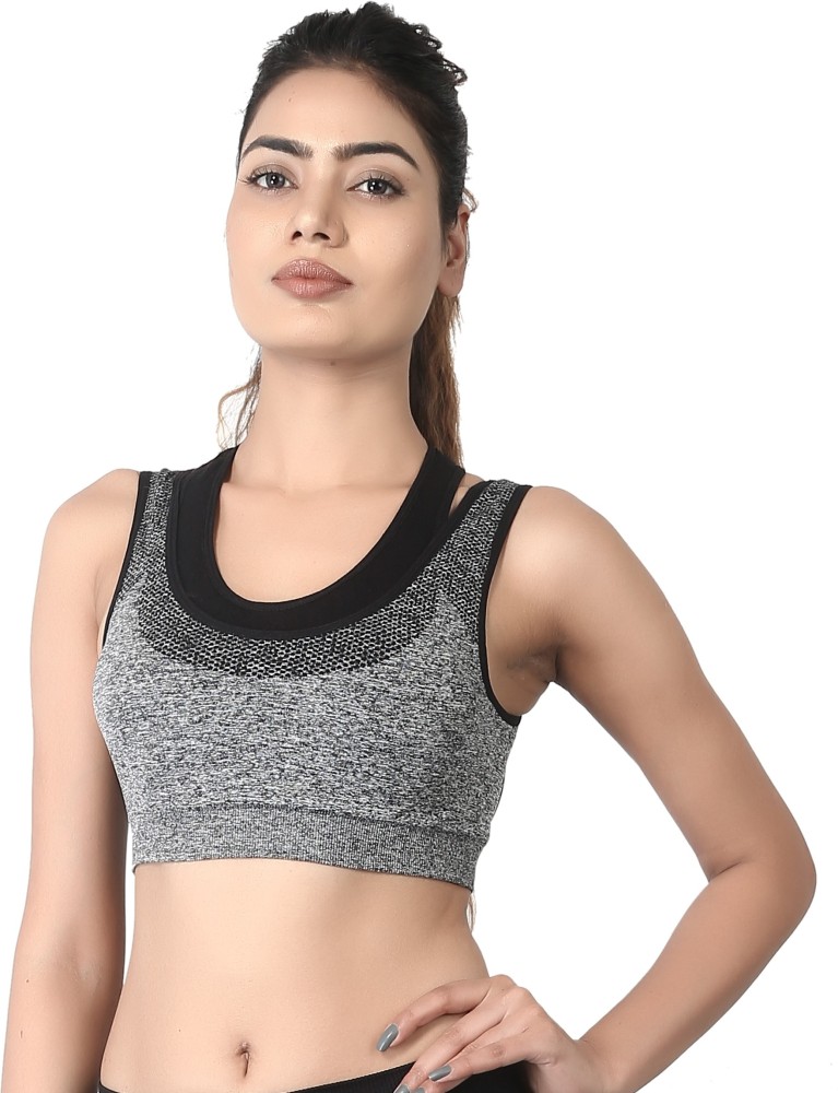 Buy online Black Color Block Sports Bra from lingerie for Women by Clovia  for ₹600 at 50% off