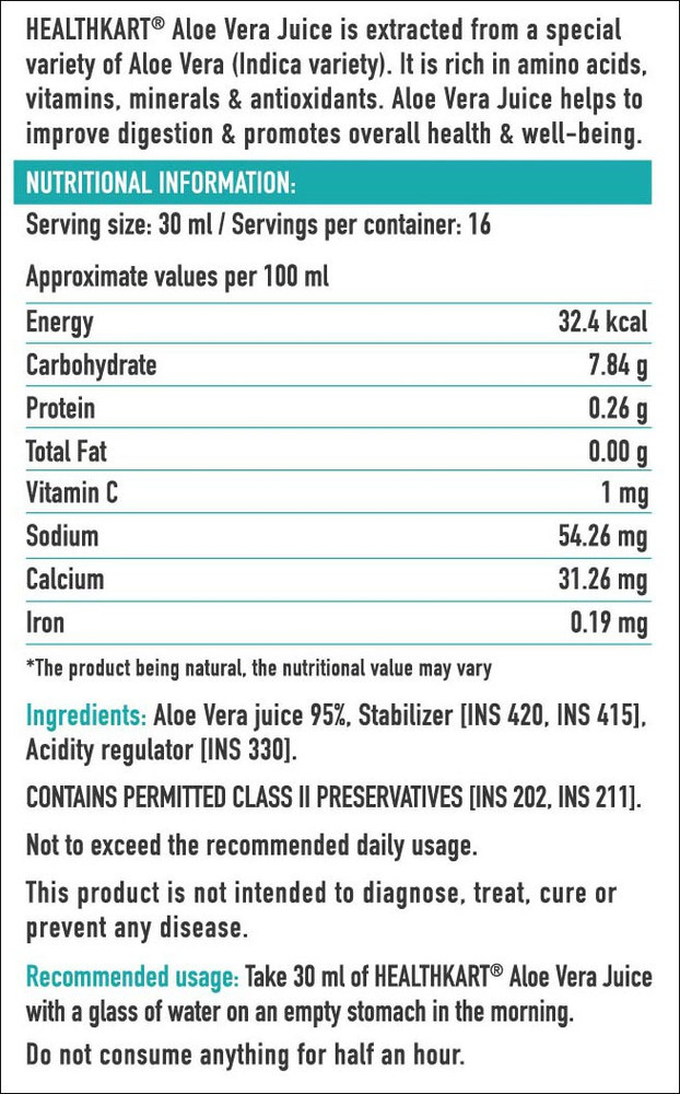 HEALTHKART Aloe Vera Juice 500 ml Nutrition Drink Price in India