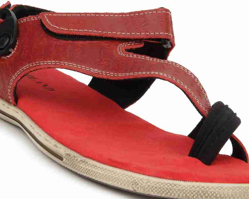 Red leather sandals hot sale