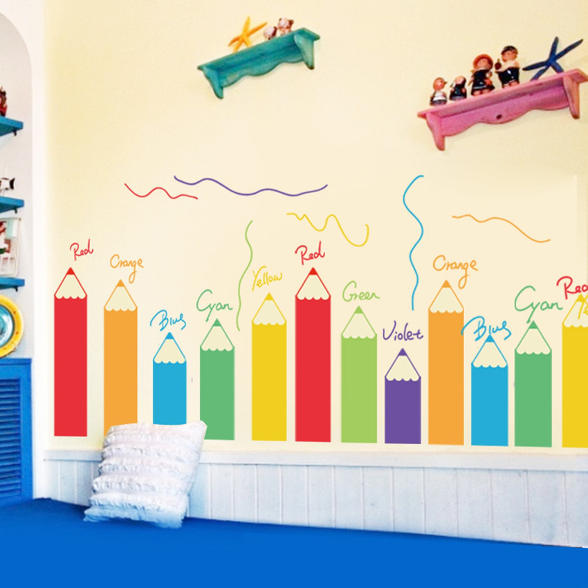 Aquire 100 cm Wall Stickers Colorful Color Pencil Designs Vinyl