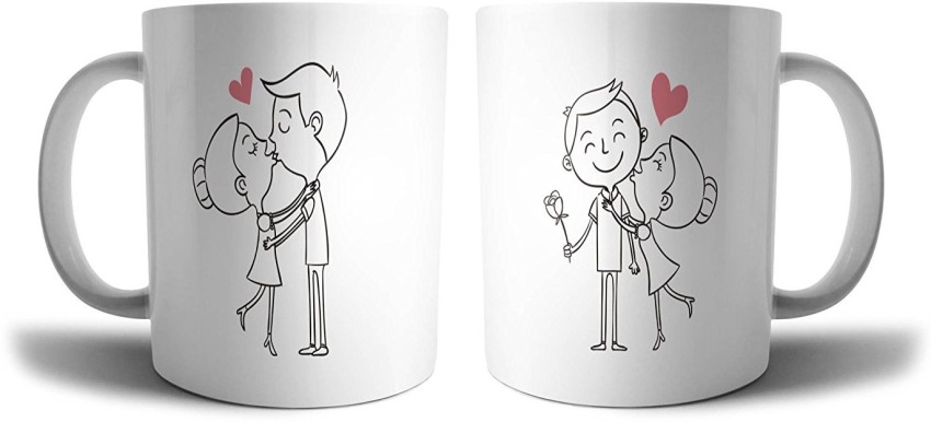 cartoon anime couple pair cup with