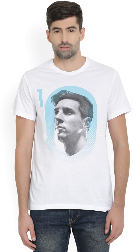 ADIDAS Messi Graphic Print Men Round Neck White T Shirt