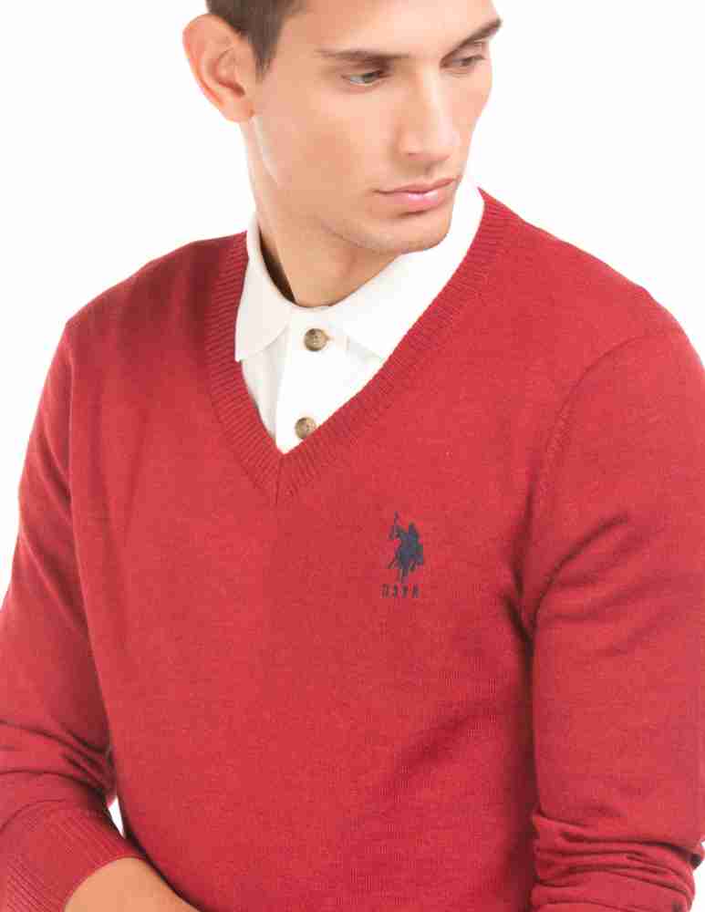 Mens red sale polo sweater