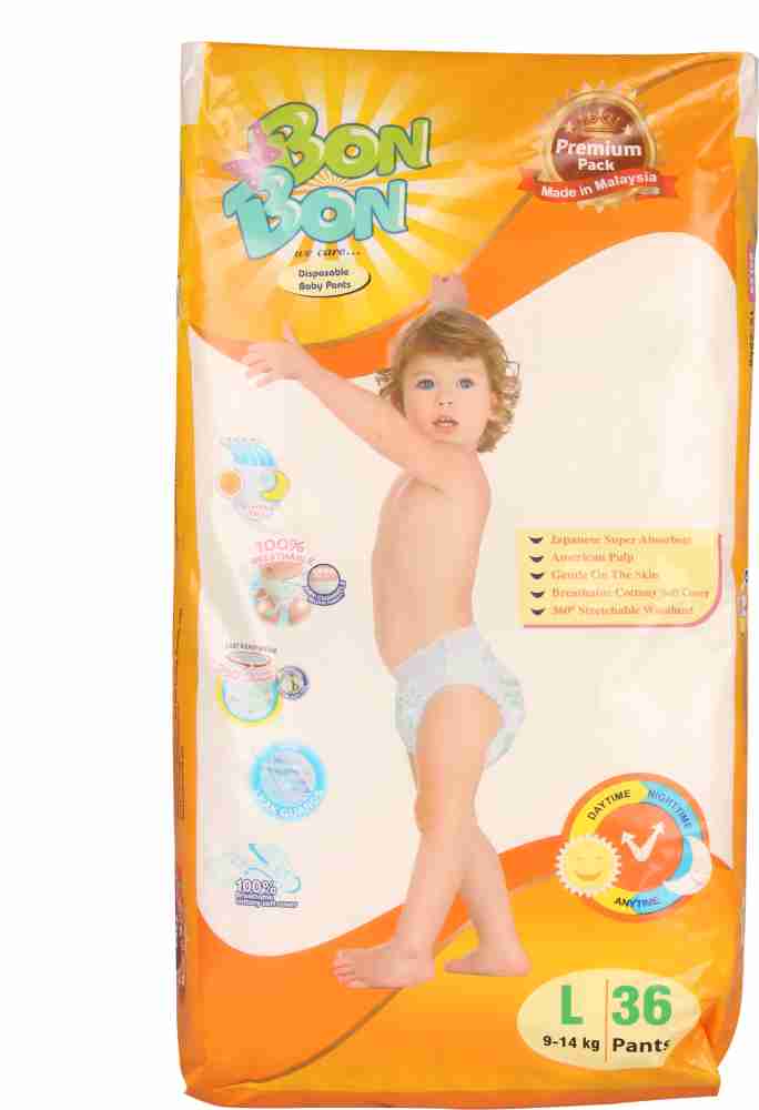 Bon Bon Diposable Baby Diaper Pants Large Size (36 Count) - L - Buy 36 Bon  Bon Pant Diapers
