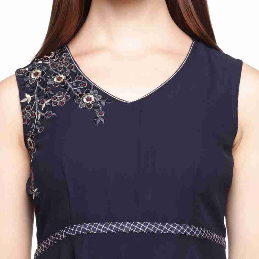 Buy TRISHAA BY PANTALOONS Women Blue Embellished Fit And Flare Dress -  Dresses for Women 7204180