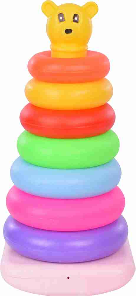 Rainbow stacking rings toy top