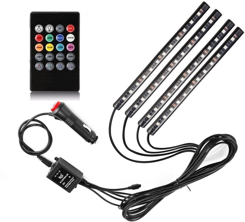 AuTO ADDiCT Car LED Strip Light 4pcs 48 LED DC 12V Multicolor Music Car  Interior Light LED Under Dash Lighting Kit with Sound Active Function and  Wireless Remote Control Car Fancy Lights