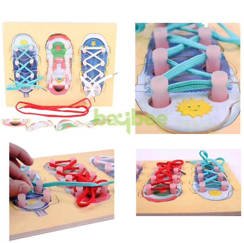 baybee Wooden Board ShoeLace Montessori Teaching AIds Children Shoe Lace Educational Toy E Educational Board Games Wooden Board ShoeLace Montessori Teaching AIds Children Shoe Lace Educational Toy