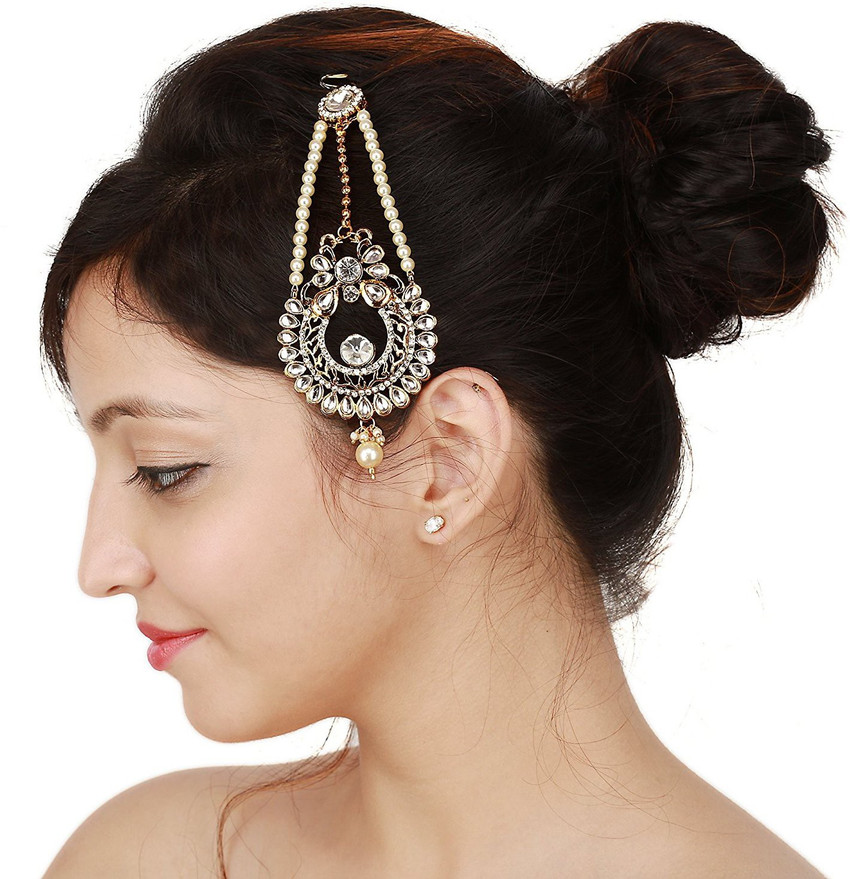 Kundan hair cheap brooch