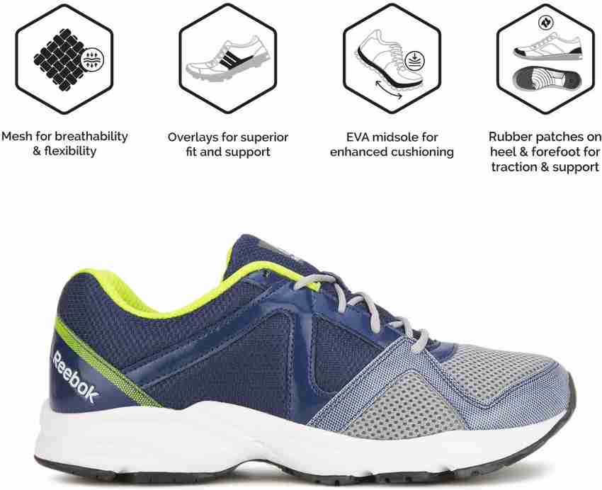 Reebok thunder run running shoes (blue grey) Outlet