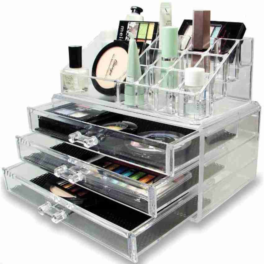 mDesign Large Plastic 3 Drawer Organizer for Makeup Storage - Clear