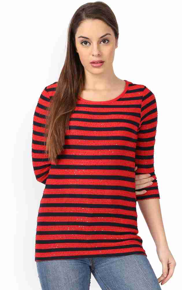 Black and red outlet striped t shirt womens