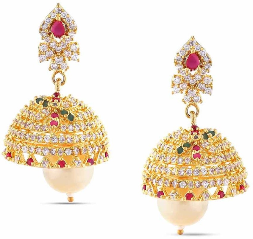 Buy Maalyaa (Brand of Kalyani Covering) Brass Kundan Stud & Jhumkas for  Women & Girls at