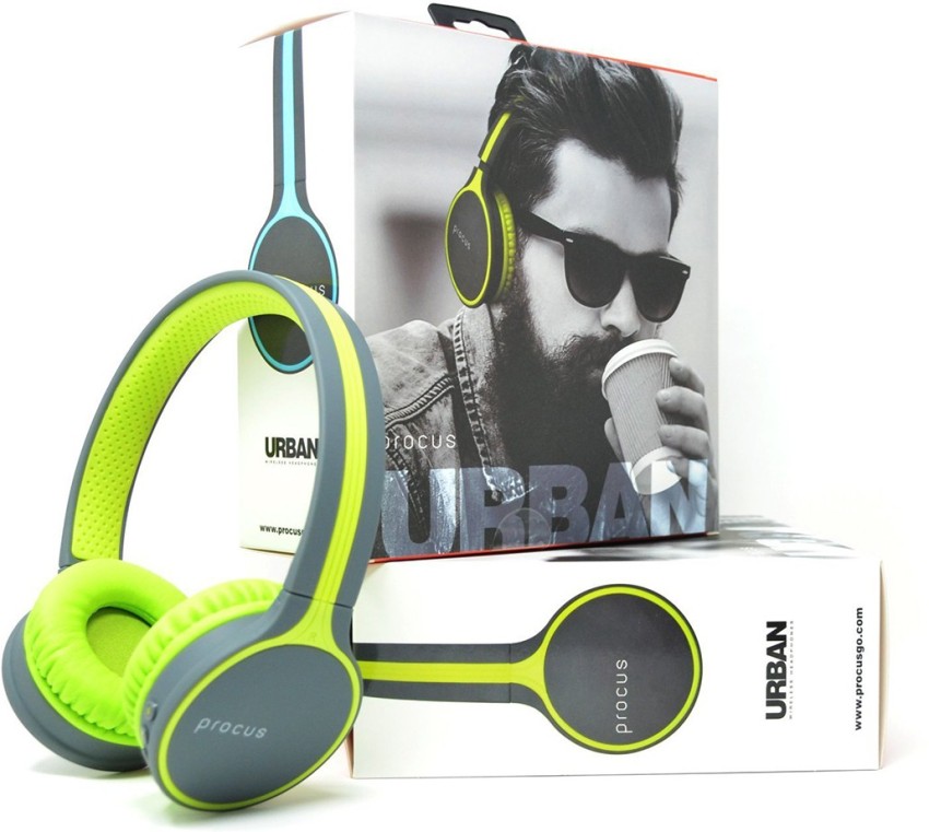 PROCUS Urban Bluetooth On Ear Headphone with Mic Green Bluetooth