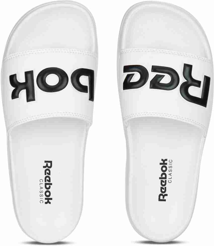 White reebok 2025 slides