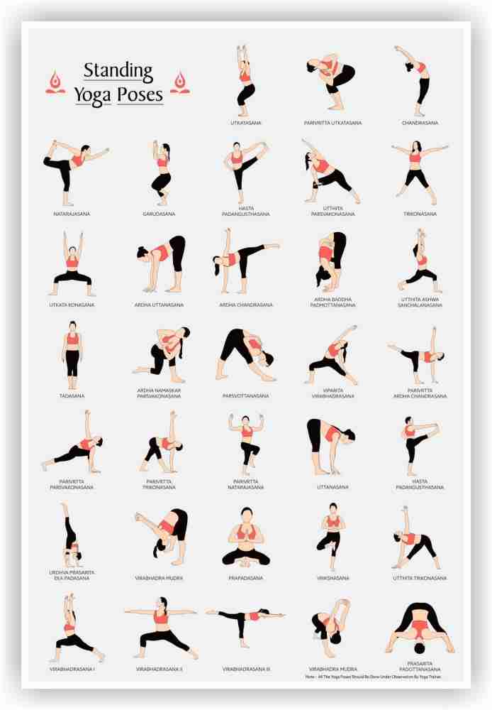 ASD Standing Yoga Asanas Poses Wall Poster 13*19 inches Matte