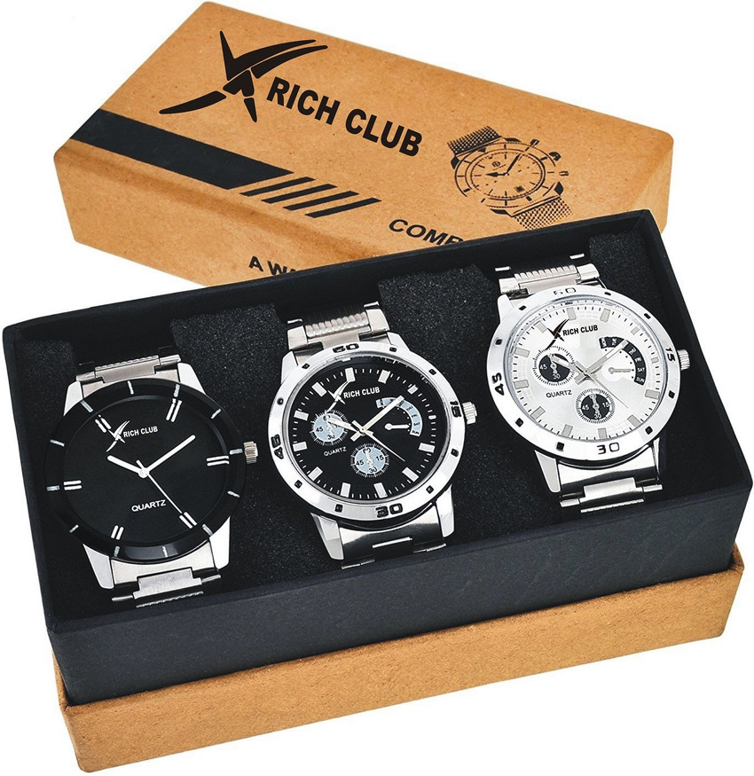 Rich Club Analog Watch For Men Buy Rich Club Analog Watch For Men Pack Of 3 Stainless Steel Belt Gentlemen s Online at Best Prices in India Flipkart
