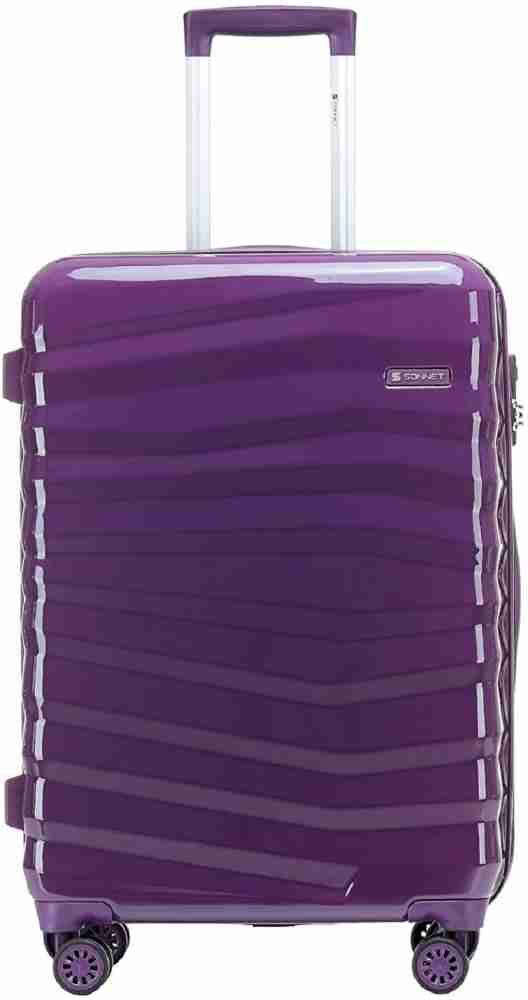 Swiss Sonnet Luggage Trolley Bags PC HARD CASE Aubergine Cabin Suitcase 4 Wheels 20 inch purple Price in India Flipkart