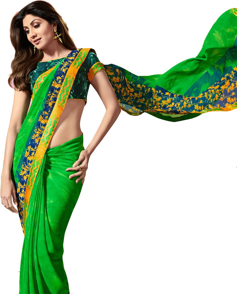 Buy Craftsvilla Embroidered Bollywood Chiffon Orange Sarees Online @ Best  Price In India | Flipkart.com