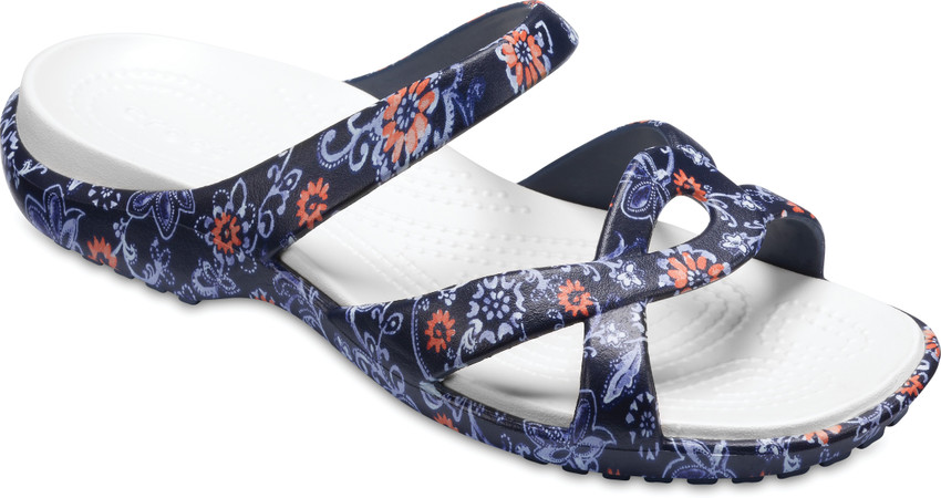 Navy floral crocs discount