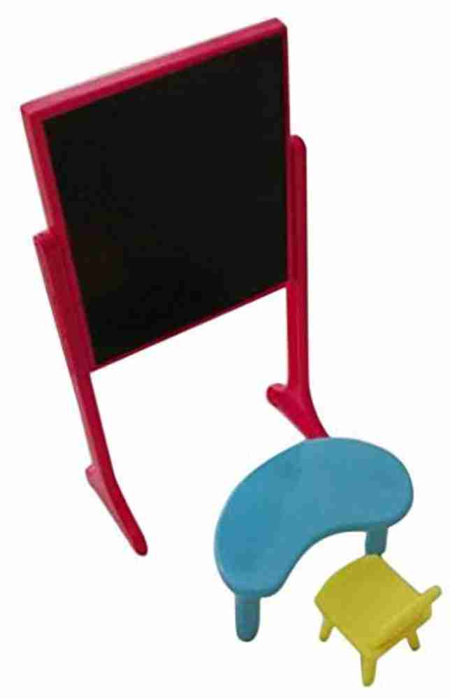 MagiDeal 8Pcs Dollhouse Classroom Blackboard Desk Chair Set For