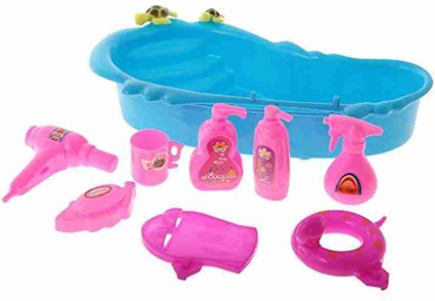 Dovewill 9Pcs Plastic Bathtub With Bath Supplies Toy Set For