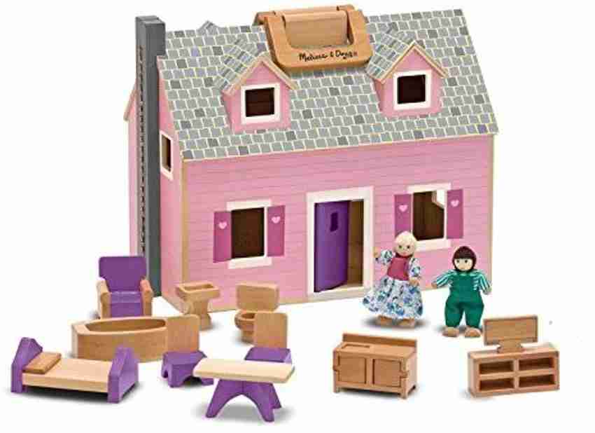 MELISSA DOUG Fold Go Wooden Dollhouse Fold Go Wooden Dollhouse