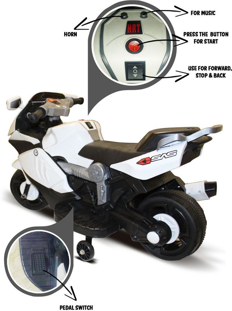 AKSHAT KIDS MOTORCYCLE WHITE COLOUR BATTERY OPERATED RIDE ON