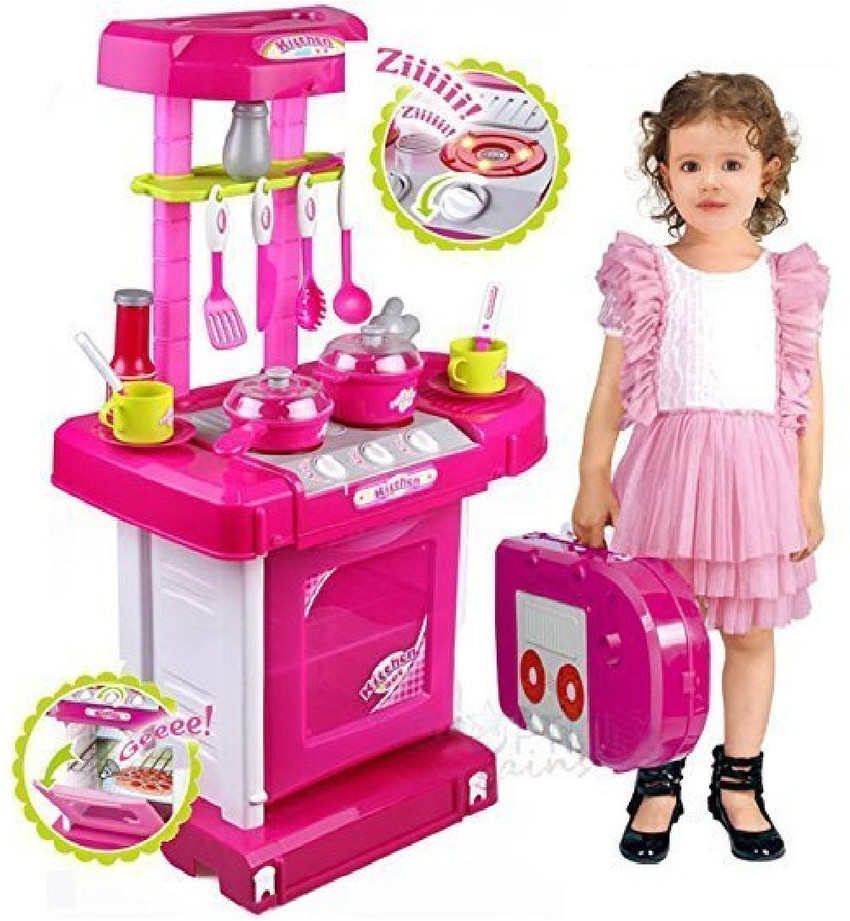 Pink kitchen set online for kids