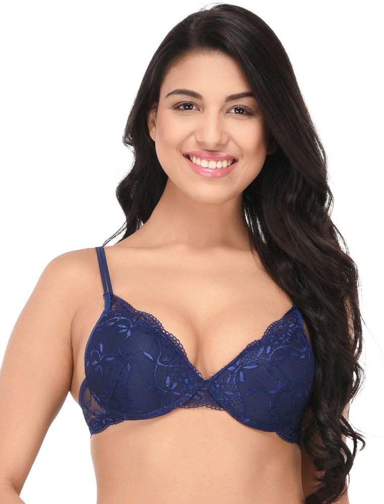Quttos Lacy Dreams Pushup Bra Women Push-up Lightly Padded Bra - Buy Blue  Quttos Lacy Dreams Pushup Bra Women Push-up Lightly Padded Bra Online at  Best Prices in India
