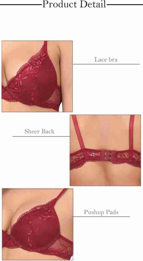 Quttos Lacy Dreams Pushup Bra Women Push-up Lightly Padded Bra