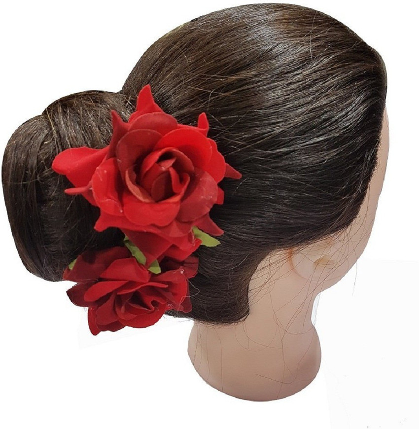 Dark red deals rose hair clip