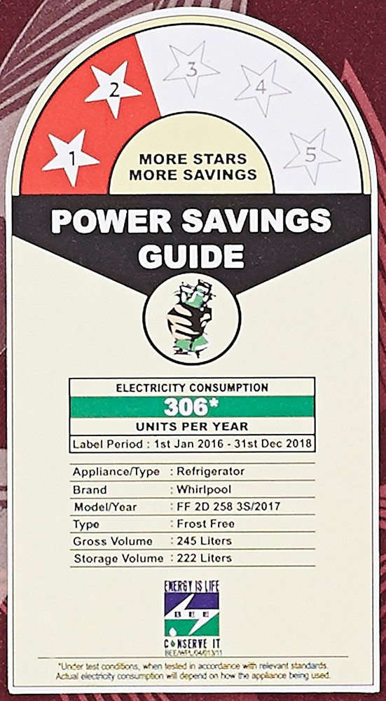 Whirlpool refrigerator sale electricity consumption