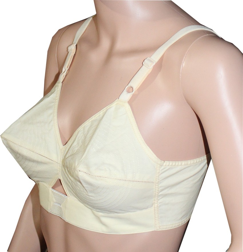 Buy Round Stitch Front Open Non-Padded Cotton Bra,(Cream Colour, Size 38 A)  at