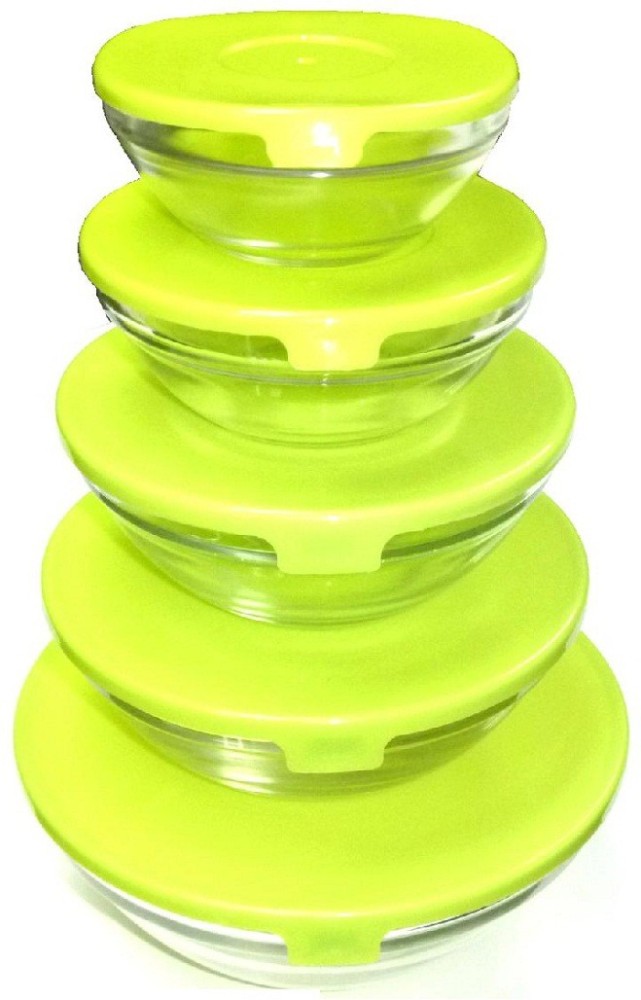 1pc 1250ml Green & Yellow Lunch Box With Spoon, Soup Container