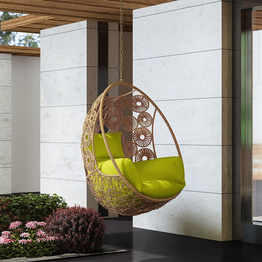 Urban Ladder Kyodo Swing Chair With Long Chain Colour green