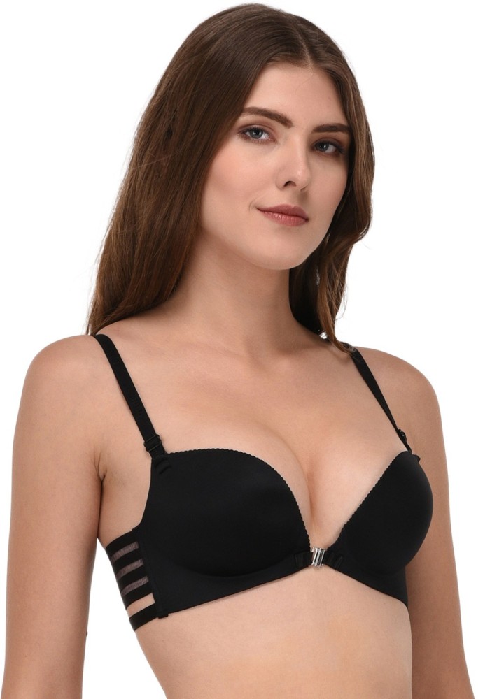 Quttos SEAMLESS FRONT CLOSURE BRA Women Push-up Lightly Padded Bra - Buy  Black Quttos SEAMLESS FRONT CLOSURE BRA Women Push-up Lightly Padded Bra  Online at Best Prices in India