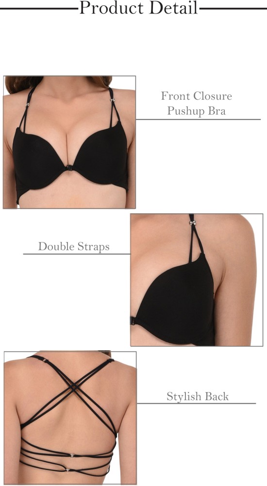 Quttos Front Open Pushup Backless Women Balconette Heavily Padded Bra - Buy  Black Quttos Front Open Pushup Backless Women Balconette Heavily Padded Bra  Online at Best Prices in India