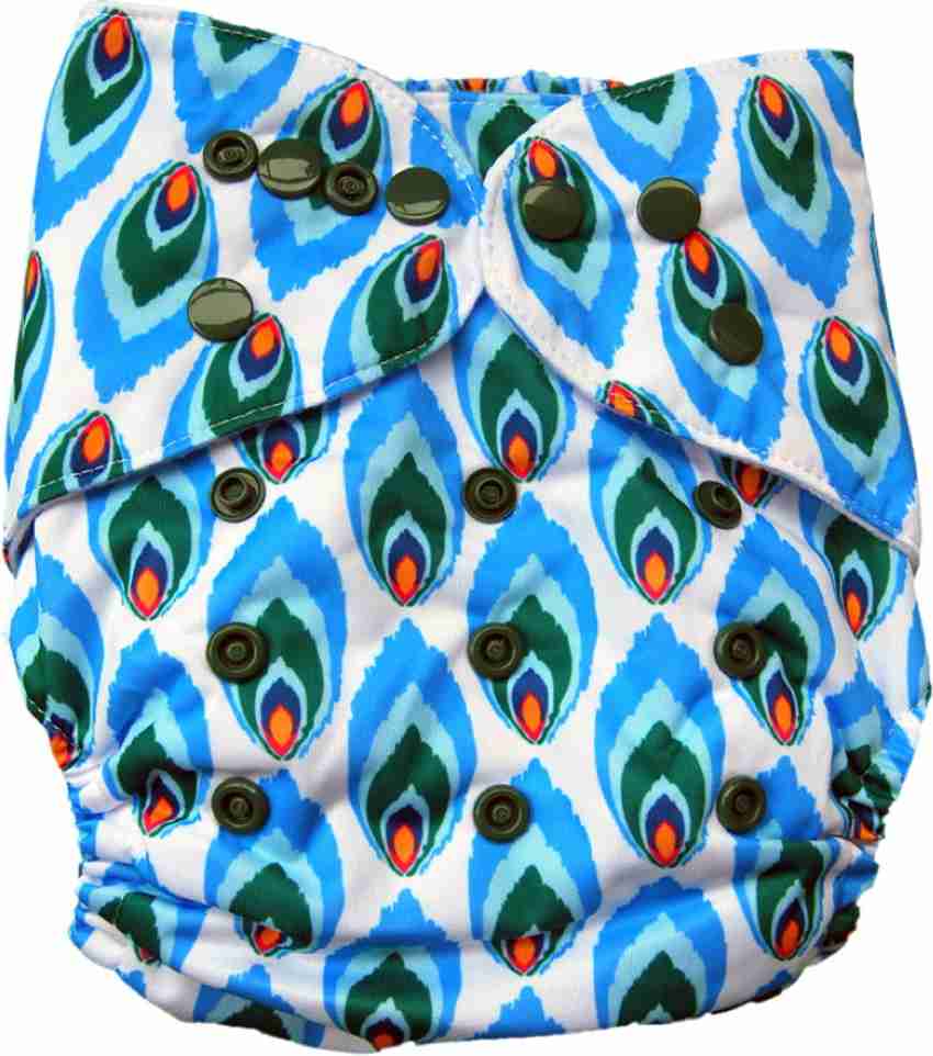 FigOHoney Peacock feather print one size reusable cloth diaper