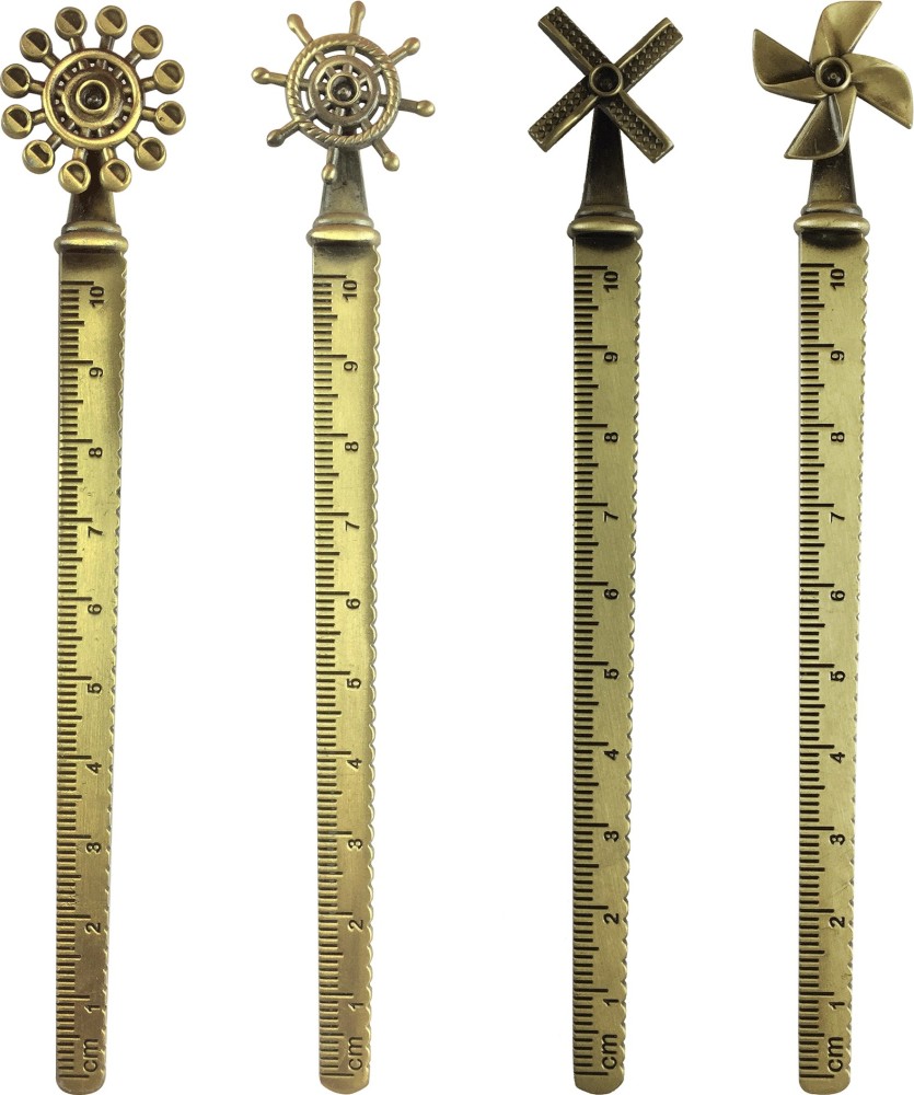 Bag of Small Things Designer Metal Ruler Bookmark Set of 4  Bronze Mix Ruler 