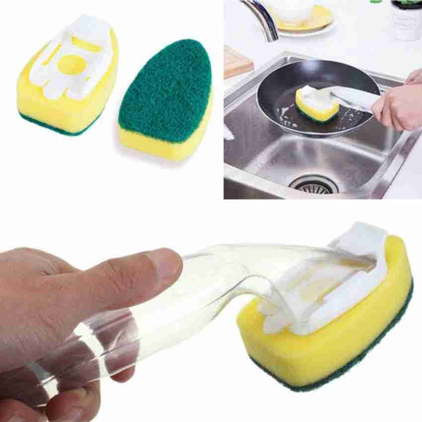 1 Pc Soap Dispenser Dish Sponge Cleaner Wand Brush Scrub Refill