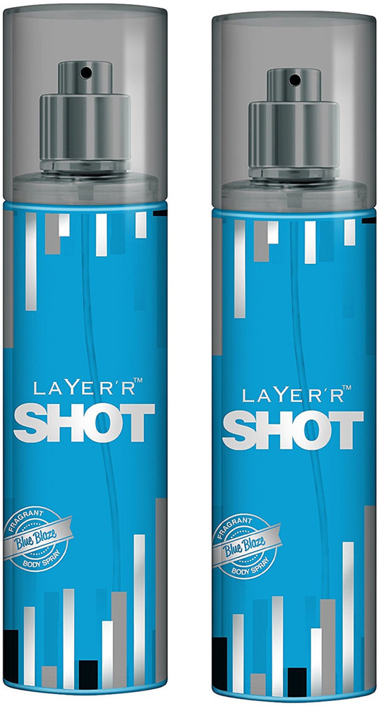 LAYER R Shot Blue Blaze Perfume Body Spray Pack of 2 Combo 135ML