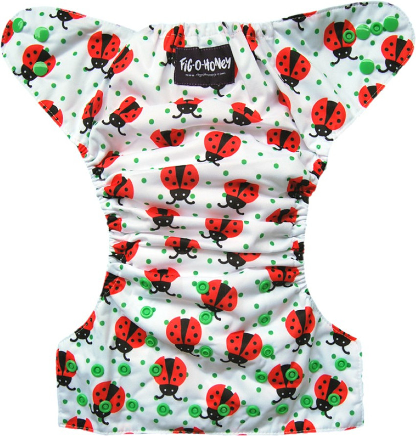FigOHoney Ladybug print one size reusable pocket style cloth