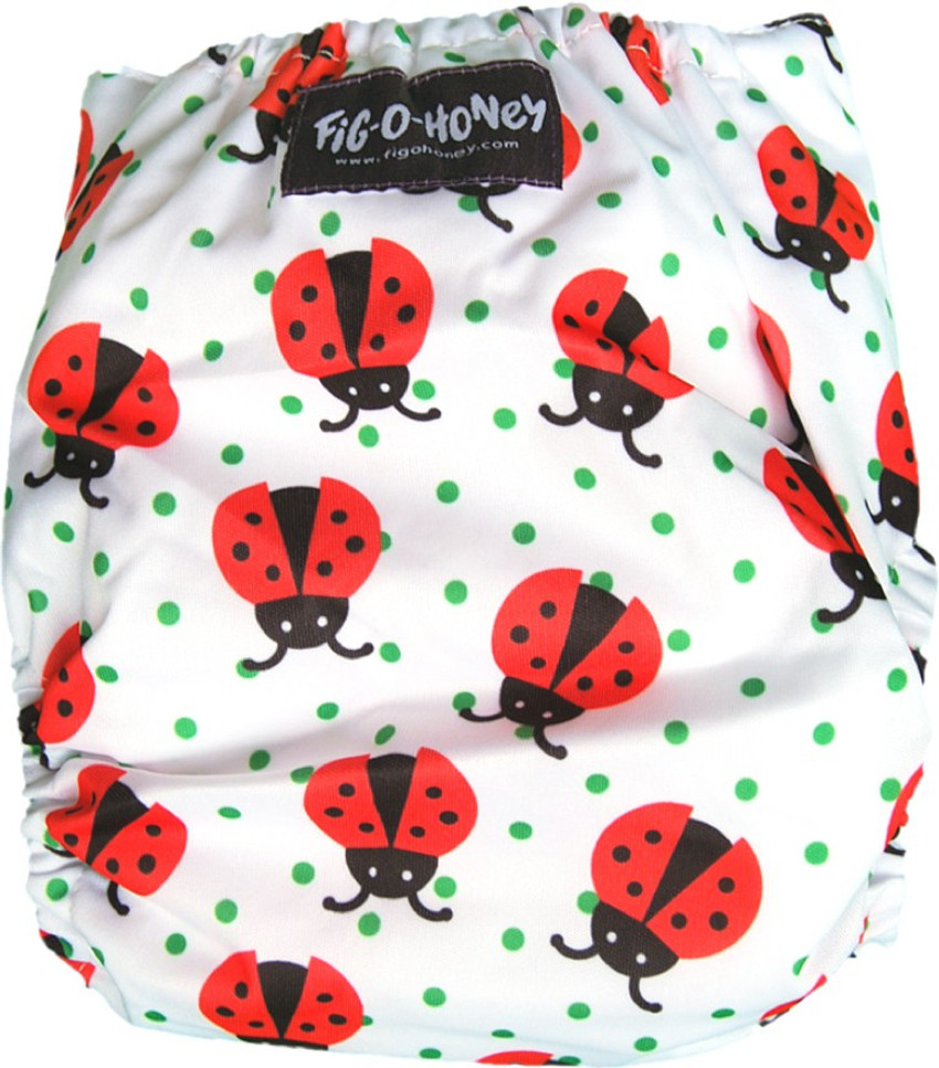 FigOHoney Ladybug print one size reusable pocket style cloth