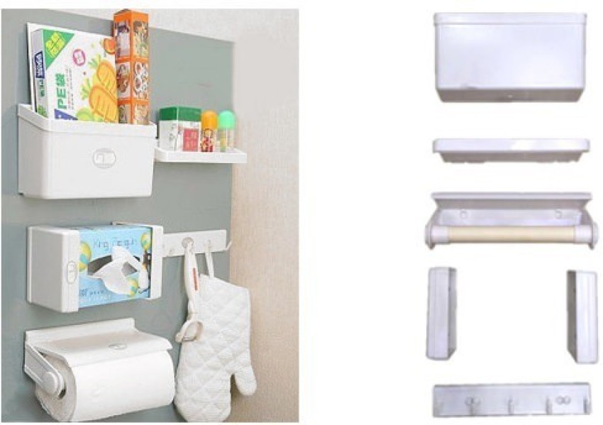 Magnetic Paper Towel Holder Wall Mounted Kitchen Fridge Adjustable Towel  Paper Roll Racks Plastic Toilet Paper Storage Shelves