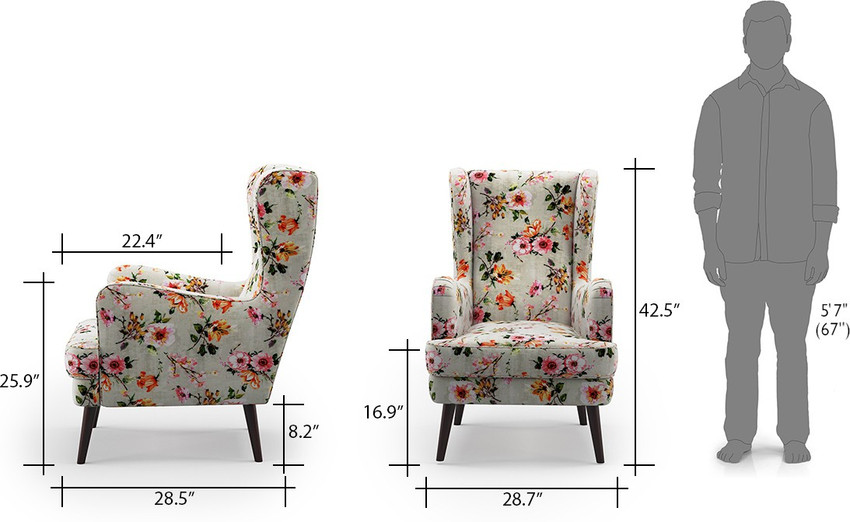 Urban Ladder Genoa Wing Chair Colour floral Fabric Living Room