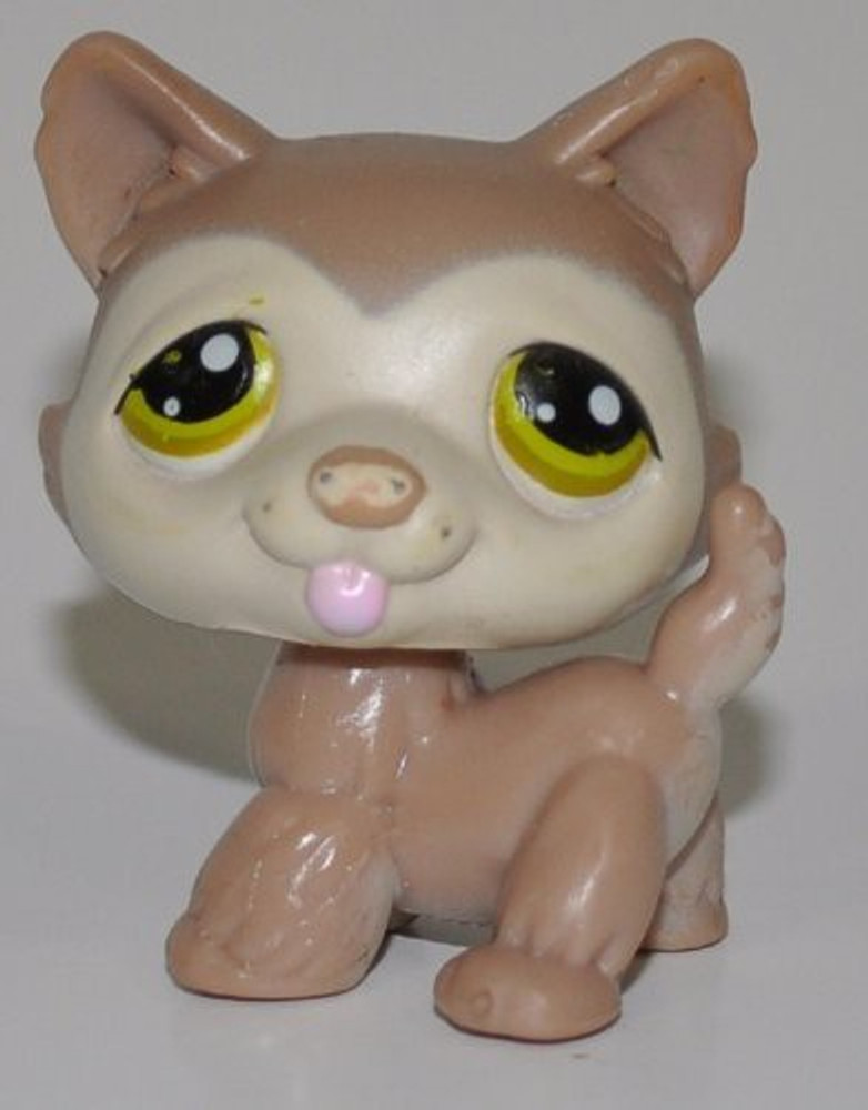 Littlest Pet Shop Husky 358 Tan Green Eyes Retired