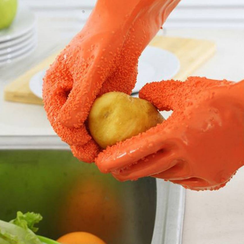 Japan Creative Peeled Potato Cleaning Gloves Kitchen Vegetable Rub Fruits  Skin Scraping Fish Scale Non-slip Household Glove
