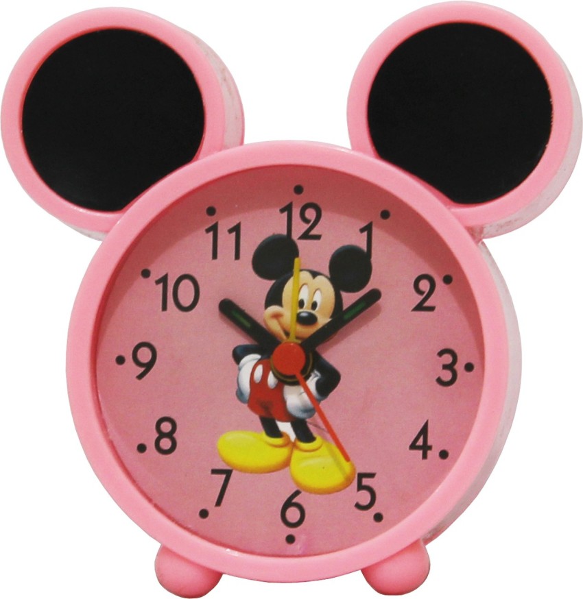 Sonic Mickey Mouse Pink Color Alarm Clock Analog Pink Clock