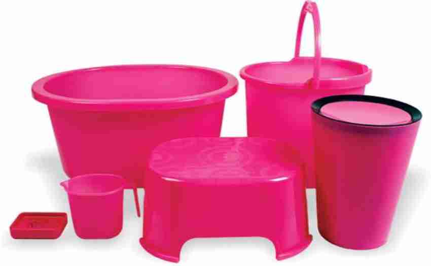 TUPPERWARE NEW EXTRA LARGE BUCKET CANISTER 8.5 L WITH HANDLE-IN PINK COLOR  !!!
